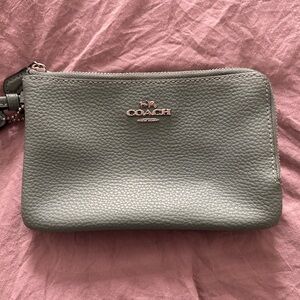 Coach Gray Pebbled Leather Clutch Wristlet